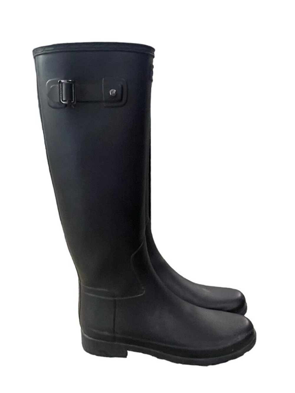 Hunter Tall Matte Black Tall Rain Boots w/Side Buckle Women’s Sz 8, Like New - Picture 7 of 16
